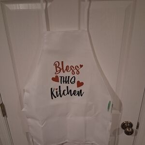 White Apron Graphic, Bless This Kitchen Tie Back Straps